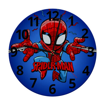 Spiderman flying, Ρολόι τοίχου γυάλινο (30cm)