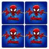 Spiderman flying, ΣΕΤ 4 Σουβέρ ξύλινα τετράγωνα (9cm)