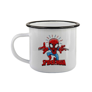 Spiderman flying, Κούπα εμαγιέ με μαύρο χείλος 360ml