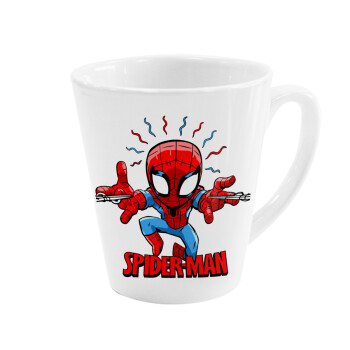 Spiderman flying, Κούπα κωνική Latte Λευκή, κεραμική, 300ml