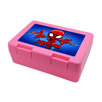 Spiderman flying, Children's cookie container PINK 185x128x65mm (BPA free plastic)