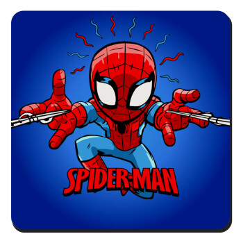 Spiderman flying, Τετράγωνο μαγνητάκι ξύλινο 9x9cm