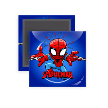 Spiderman flying, Μαγνητάκι ψυγείου τετράγωνο διάστασης 5x5cm