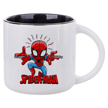Spiderman flying, Κούπα κεραμική 400ml Λευκή/Μαύρη