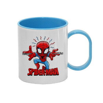 Spiderman flying, Κούπα (πλαστική) (BPA-FREE) Polymer Μπλε για παιδιά, 330ml