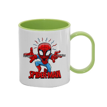 Spiderman flying, Κούπα (πλαστική) (BPA-FREE) Polymer Πράσινη για παιδιά, 330ml