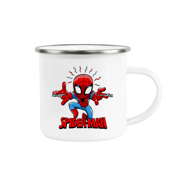 Spiderman flying, Metallic enamel cup white 360ml