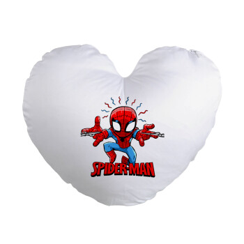 Spiderman flying, Μαξιλάρι καναπέ καρδιά 40x40cm περιέχεται το  γέμισμα