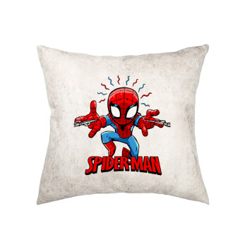 Spiderman flying, Μαξιλάρι καναπέ Δερματίνη Γκρι 40x40cm με γέμισμα