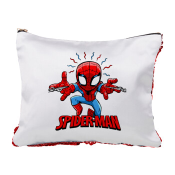 Spiderman flying, Τσαντάκι νεσεσέρ με πούλιες (Sequin) Κόκκινο