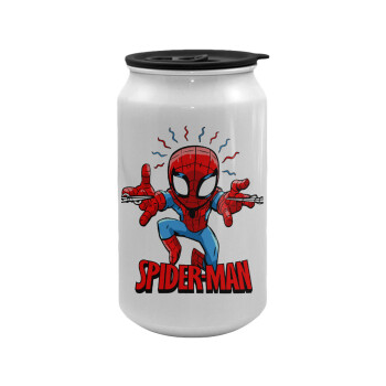 Spiderman flying, Κούπα ταξιδιού μεταλλική με καπάκι (tin-can) 500ml