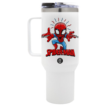 Spiderman flying, Mega Stainless steel Tumbler with lid, double wall 1,2L