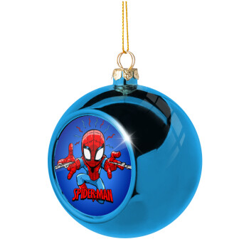 Spiderman flying, Χριστουγεννιάτικη μπάλα δένδρου Μπλε 8cm