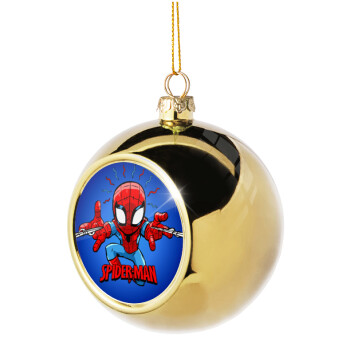 Spiderman flying, Χριστουγεννιάτικη μπάλα δένδρου Χρυσή 8cm