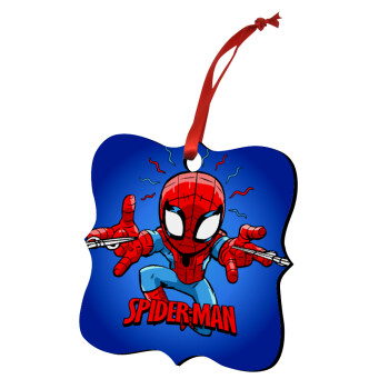 Spiderman flying, Χριστουγεννιάτικο στολίδι polygon ξύλινο 7.5cm