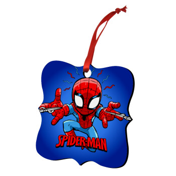 Spiderman flying, Christmas ornament polygon wooden 7.5cm