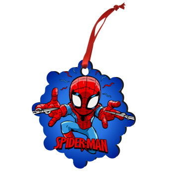 Spiderman flying, Χριστουγεννιάτικο στολίδι snowflake ξύλινο 7.5cm