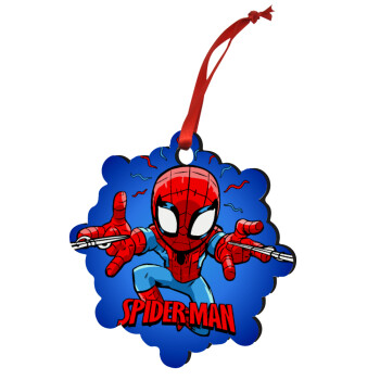 Spiderman flying, Christmas ornament snowflake wooden 7.5cm