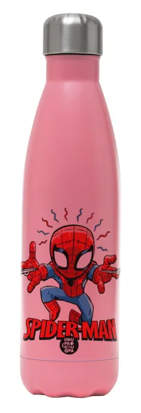 Spiderman flying — Metal mug thermos Pink Mat (Stainless steel), double wall, 500ml