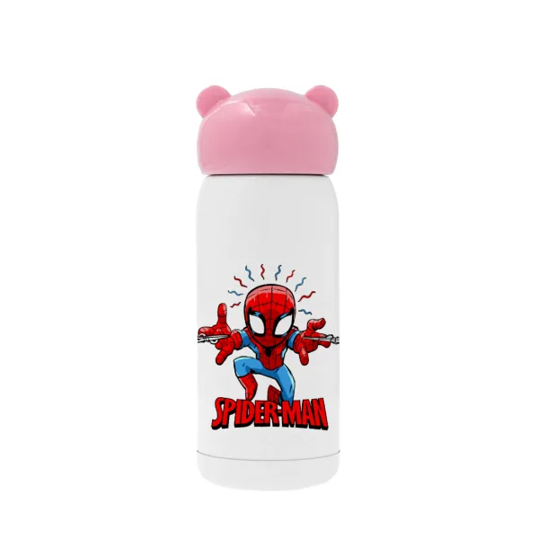 Spiderman flying — Pink stainless steel thermal flask, 320ml