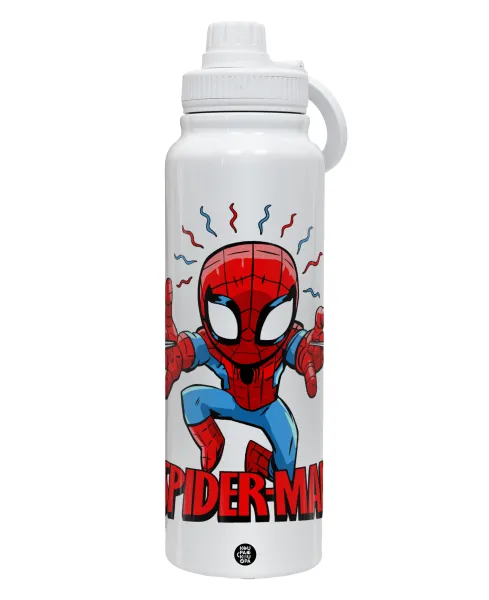 Spiderman flying — Θερμός 1L Ανοξείδωτο με Βάση Κινητού & Διπλά Τοιχώματα