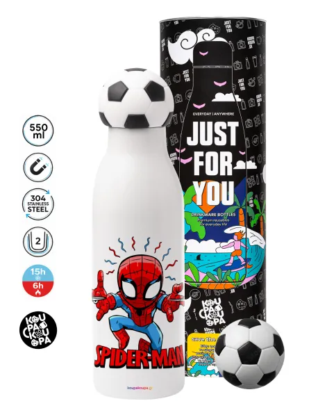 Spiderman flying — Soccer Metal mug thermos, double wall, 550ml