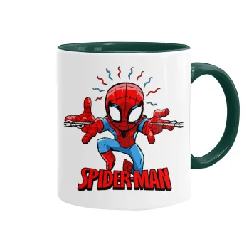 Spiderman flying, Mug colored green, ceramic, 330ml