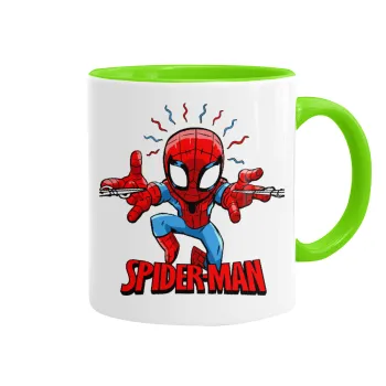 Spiderman flying, Κούπα χρωματιστή βεραμάν, κεραμική, 330ml