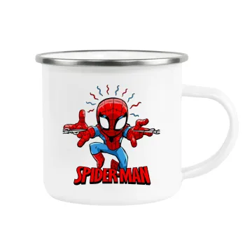 Spiderman flying, Metallic enamel cup white 360ml