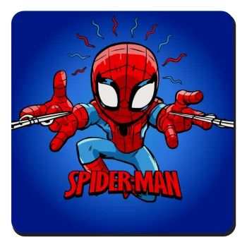 Spiderman flying, Τετράγωνο μαγνητάκι ξύλινο 9x9cm