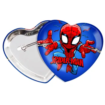 Spiderman flying, Κονκάρδα παραμάνα καρδιά (57x52mm)