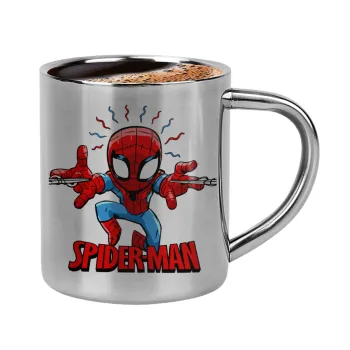 Spiderman flying, Double-wall metal cup for espresso (220ml)