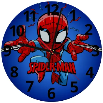 Spiderman flying, Ρολόι τοίχου γυάλινο (30cm)
