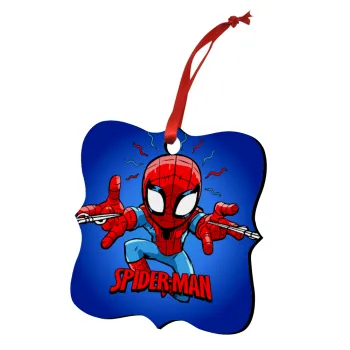 Spiderman flying, Christmas ornament polygon wooden 7.5cm