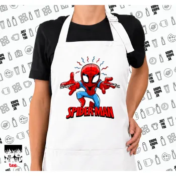 Spiderman flying, Ποδιά μακριά Σεφ ολόσωμη με τσέπες white (ΕΝΗΛΙΚΩΝ)