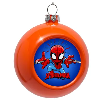 Spiderman flying, Orange Christmas tree ornament bauble 8cm