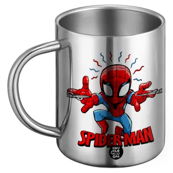 Spiderman flying, Ανοξείδωτη Μεταλλική Κούπα 450ml - Διπλού Τοιχώματος