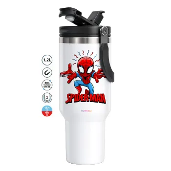 Spiderman flying, Mega Tumbler με καπάκι, διπλού τοιχώματος (θερμό) 1,2L