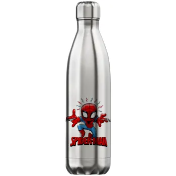 Spiderman flying, Μεταλλικό παγούρι θερμός Inox (Stainless steel), διπλού τοιχώματος, 750ml