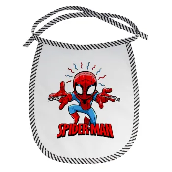 Spiderman flying, Σαλιάρα μωρού αλέκιαστη με κορδόνι Μαύρη