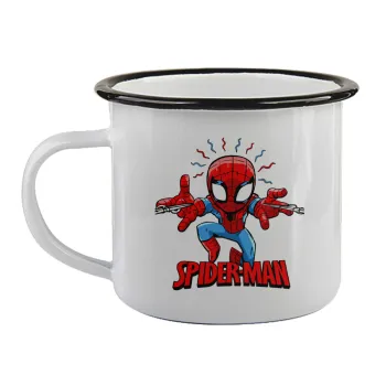 Spiderman flying, Κούπα εμαγιέ με μαύρο χείλος 360ml