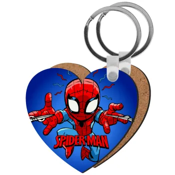 Spiderman flying, Μπρελόκ Ξύλινο καρδιά MDF