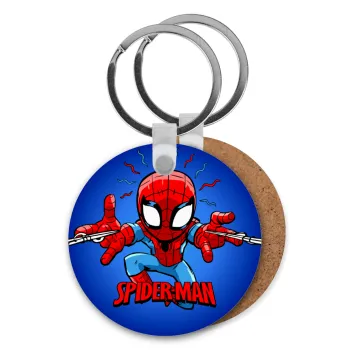 Spiderman flying, Μπρελόκ Ξύλινο στρογγυλό MDF Φ5cm