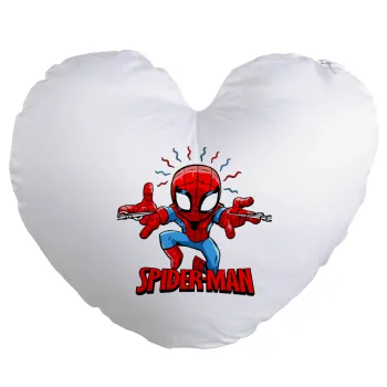Spiderman flying, Μαξιλάρι καναπέ καρδιά 40x40cm περιέχεται το  γέμισμα