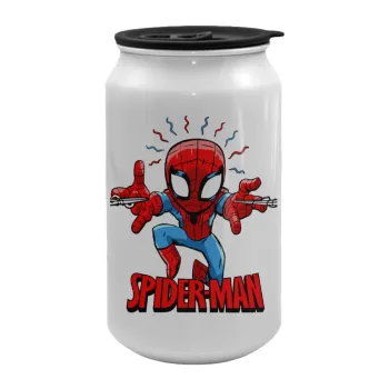 Spiderman flying, Κούπα ταξιδιού μεταλλική με καπάκι (tin-can) 500ml