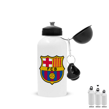 Barcelona FC, Metal water bottle, White, aluminum 500ml