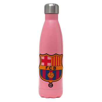 Barcelona FC, Metal mug thermos Pink Mat (Stainless steel), double wall, 500ml