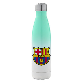Barcelona FC, Μεταλλικό παγούρι θερμός Πράσινο/Λευκό (Stainless steel), διπλού τοιχώματος, 500ml