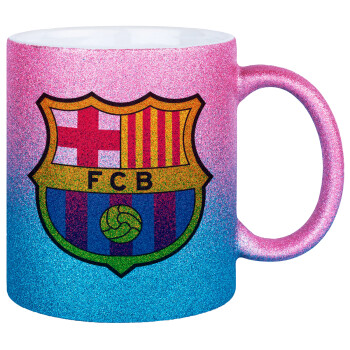 Barcelona FC, Κούπα Χρυσή/Μπλε Glitter, κεραμική, 330ml