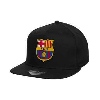 Barcelona FC, Καπέλο παιδικό Flat Snapback, Μαύρο (100% ΒΑΜΒΑΚΕΡΟ, ΠΑΙΔΙΚΟ, UNISEX, ONE SIZE)